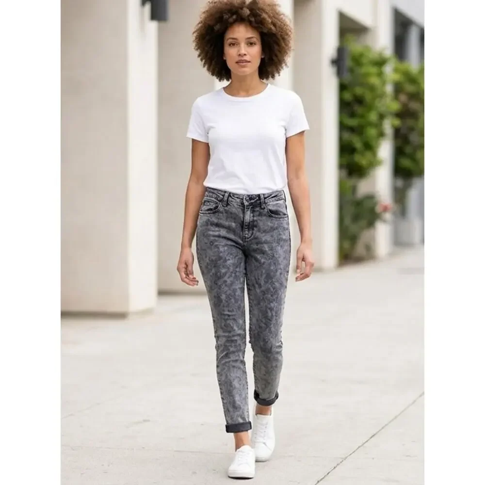 Levi's Mid-Rise Slim Cuffed Cotton Blend Gray Stretch Jeans Women Size 6